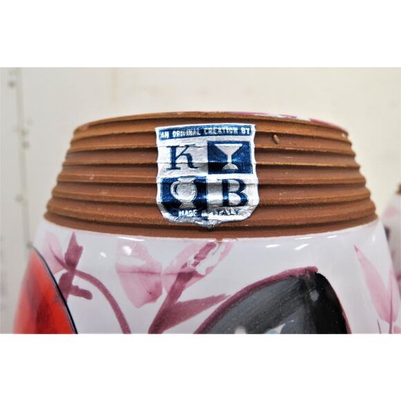 KBNY Italian Mushroom Vases - Two Large Goblets Hand Painted Italy - Picture 3 of 6